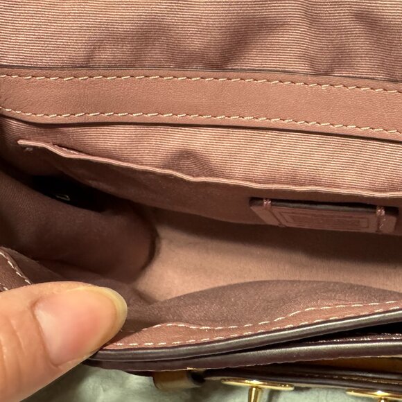 RARE Coach Colorblock Pebble Leather Shoulder Bag – Pink/Tan with Chain Strap - Picture 8 of 9